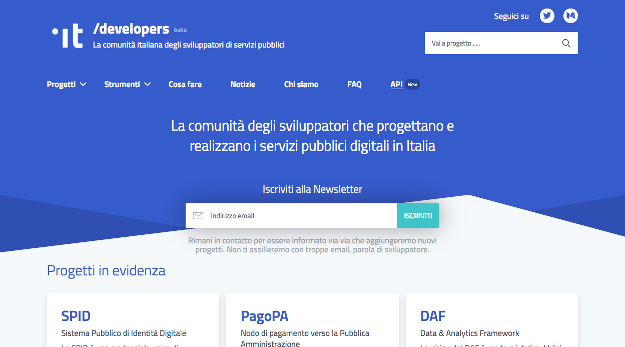 sito di developers italia